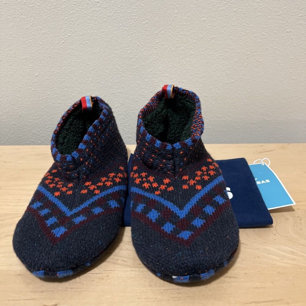 Bombas Gripper Slipper Socks Medium Fair Isle Indoor House Shoes Non Slip - Picture 2 of 6